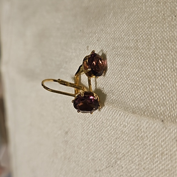 Jewelry - Gold-tone Lavender Rhinestone Dangle Earrings